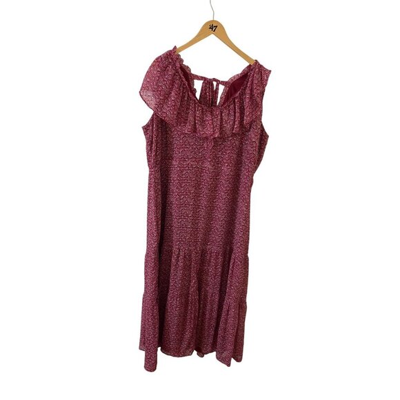 Loft Plus Women's Red Floral Flouce Tie Back Maxi Dress - 22 - Picture 2 of 16